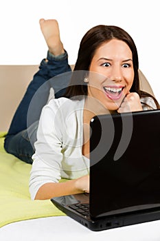 Cute girl, surfing the internet