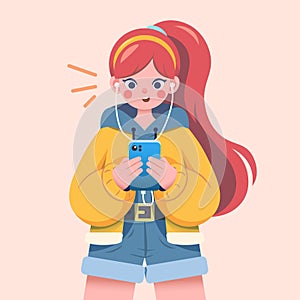 cute girl using smartphone