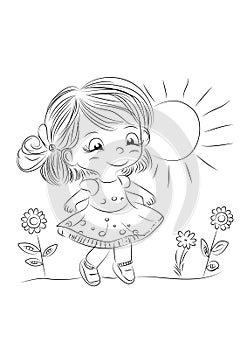 Cute girl vector design. Cute girl vector design. Cartoon pretty character. Smiling child.