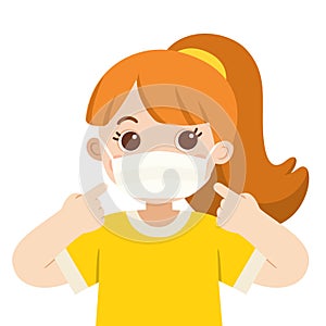 A cute girl wear medical mask. Virus protection