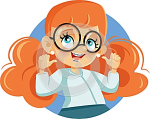 Cute Girl Wearing Braces Cartoon Character