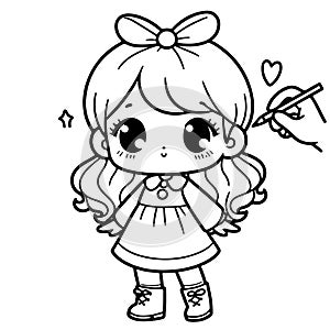 a Cute Girl Wearing Cute Dresses. AI Generated.