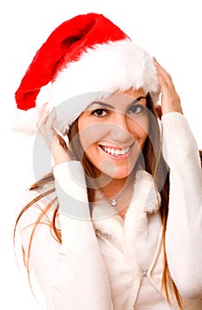 Cute Girl Wearing Santa Hat