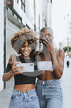 Cute girls making a video call