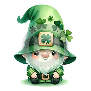 Cute Gnome Embracing Luck And Joy On St. Patrick\'s Day Clipart Illustration AI Generative