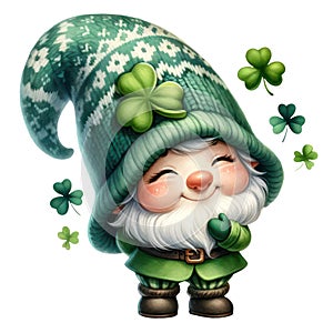 Cute Gnome Embracing Luck And Joy On St. Patrick\'s Day Clipart Illustration AI Generative