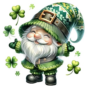 Cute Gnome Embracing Luck And Joy On St. Patrick\'s Day Clipart Illustration AI Generative
