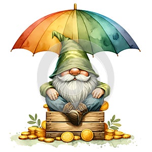 Cute Gnome St Patrick\'s Day Clipart Illustration AI Generative