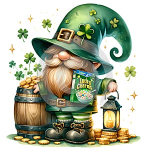 Cute Gnome St Patrick\'s Day Clipart Illustration AI Generative