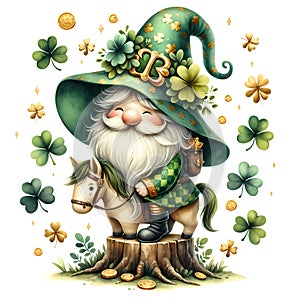 Cute Gnome St Patrick\'s Day Clipart Illustration AI Generative