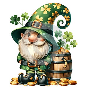 Cute Gnome St Patrick\'s Day Clipart Illustration AI Generative