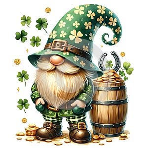 Cute Gnome St Patrick\'s Day Clipart Illustration AI Generative