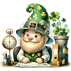Cute Gnome St Patrick\'s Day Clipart Illustration AI Generative
