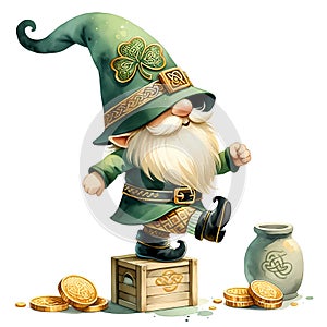 Cute Gnome St Patrick\'s Day Clipart Illustration AI Generative