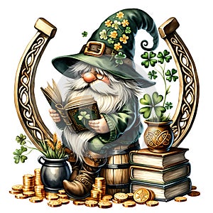 Cute Gnome St Patrick\'s Day Clipart Illustration AI Generative