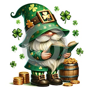 Cute Gnome St Patrick\'s Day Clipart Illustration AI Generative