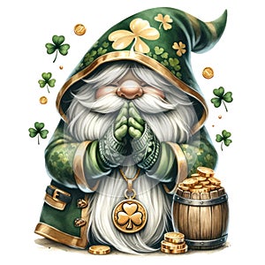 Cute Gnome St Patrick\'s Day Clipart Illustration AI Generative