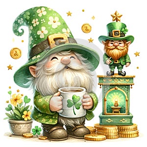 Cute Gnome St Patrick\'s Day Clipart Illustration AI Generative