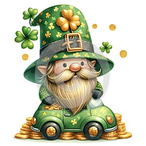 Cute Gnome St Patrick\'s Day Clipart Illustration AI Generative