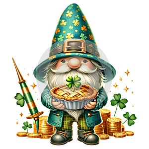 Cute Gnome St Patrick\'s Day Clipart Illustration AI Generative