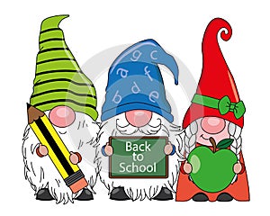 Cute gnomes with school supplies. photo