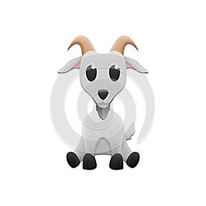 Cute goat is animal cartoon in farm and zoo of paper cut