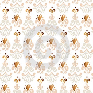 Cute gold and gray classic curls seamless pattern