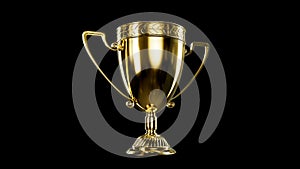 cute golden champions goblet - contest achievement sign, isolated - object 3D illustration
