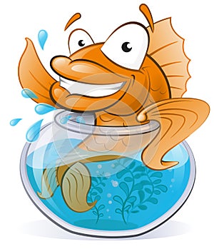 Cute Goldfish in his little Fishtank.