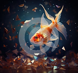 A cute goldfish swims in fish tank generative AI