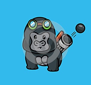 cute gorilla bring a bazooka