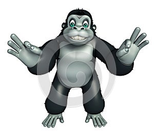 Cute Gorilla cartoon character with assigning best