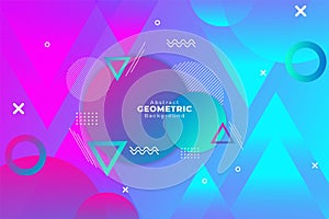 Cute Gradient Abstract Geometric Background Blue and Purple with Circle and Triangle Combination