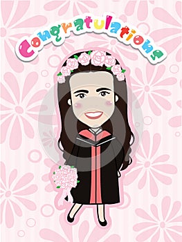 Cute graduation girl. Vector illustration