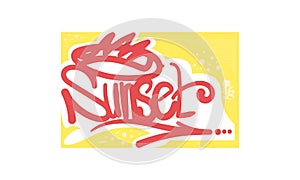 cute graffiti tag word SUNSET