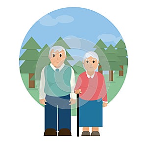 Cute grandparent couple cartoon