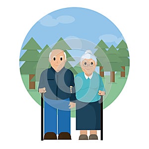 Cute grandparent couple cartoon