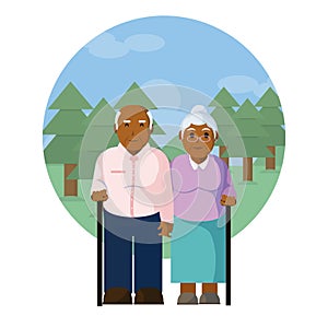 Cute grandparent couple cartoon