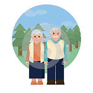 Cute grandparent couple cartoon