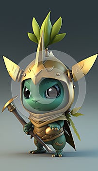 Cute Grasshopper Animal Warrior 3D Game Model Generative AI