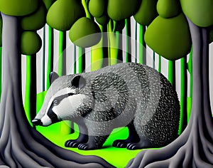 Cute gray badger - AI generated art