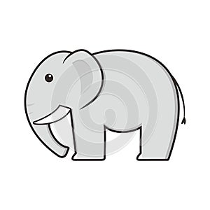 Cute gray color small elephant wild mammal animal vector drawing illustration