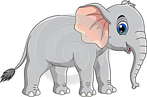 Cute gray elephant cartoon standing while smiling