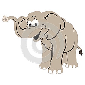Cute gray elephant vector illustration isolated on white background.