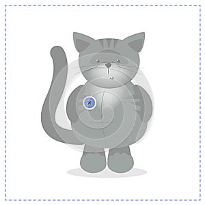 Cute gray kitten plush toy Vector cartoon