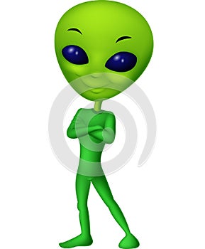 Cute green alien cartoon