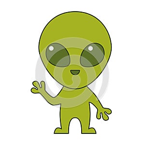 Cute green alien. Flat design for poster or t-shirt. Vector illustration