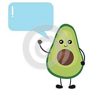 Cute green avocado illustration with callout shape