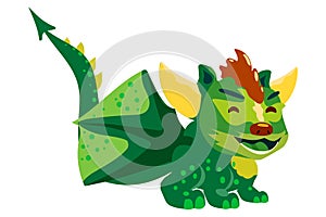 Cute green baby dinosaur cartoon style