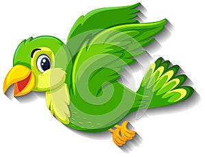 Cute green bird cartoon character
